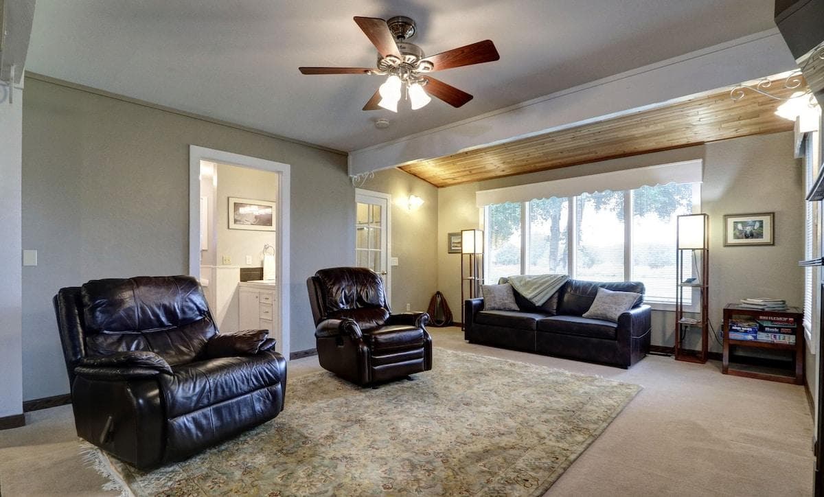 Living Room with 2 Recliners, Queen-Size Sleeper Sofa, Board Games
